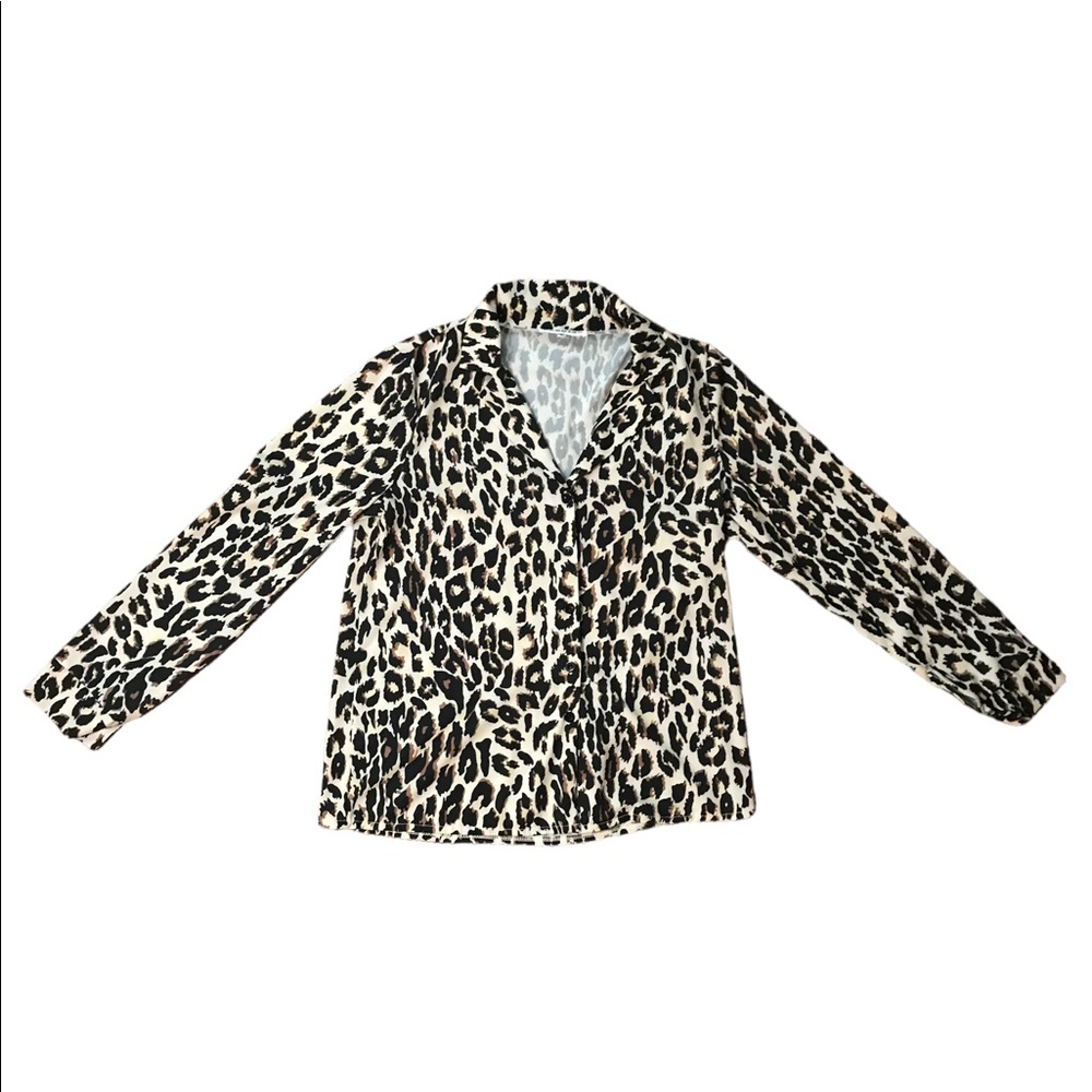 Y2K Leopard Print Button Down Blouse